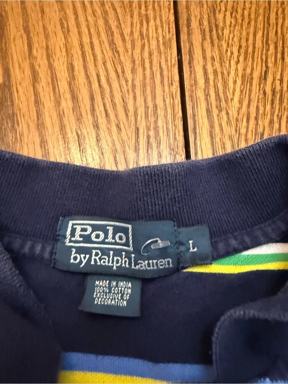 Ralph Lauren Striped Polo in Navy with Pink, Green, Yellow & White